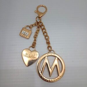 MIAK Collection Gold Tone Logo Charm Keychain Bag Accessory